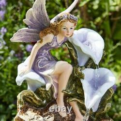 Solar Fairy Liliana Cascade Fontaine D'eau Extérieure Caractéristiques Jardin Bain D'oiseaux