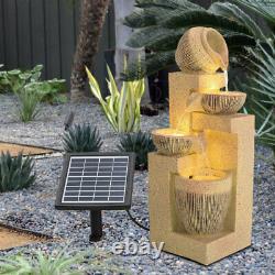 Solar Garden Water Feature Fontaine Extérieure Cascade Pompe Éclairage Led Statues XL