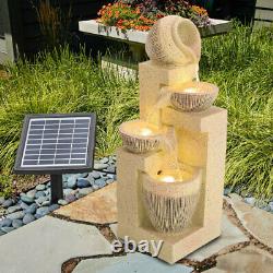 Solar Garden Water Feature Fontaine Extérieure Cascade Pompe Éclairage Led Statues XL