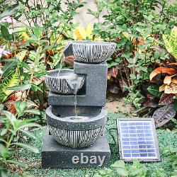Solar Indoor Outdoor 3 Bowl Water Feature Jardin Fontaine Avec Led Maison & Bureau