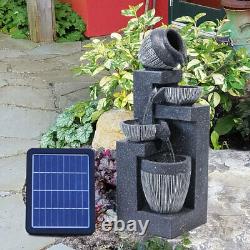 Solar Indoor Outdoor Garden Caractéristique De L'eau Fontaine Led Lumières Pompe Cascade Tier