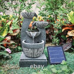 Solar Outdoor Cascading Bowl Fontaine Jardin Caractéristique De L'eau Led Polyresin Statue
