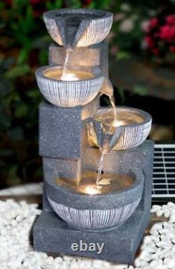Solar Outdoor Garden Caractéristiques De L'eau Statues Led Maison 4 Tier Cascading Fontaine