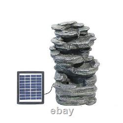 Solar Outdoor Garden Cascading Rocks Fontaine Led Light Water Feature Statues