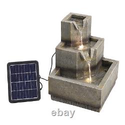 Solar Power Outdoor Cascade Fontaine D'eau Caractéristique Jardin Pare-brise Avec Lumières