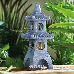 Solar Powered Led Pagoda Water Feature Jardin Fontaine Statue Ornement