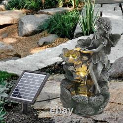 Solar Powered Outdoor Flower Rockery Waterfall Fontaine Led Caractéristique De L'eau De Jardin