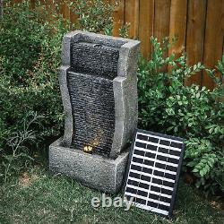 Solar Powered Outdoor Rockery Waterfall Fontaine Led Garden Stone Water Feature