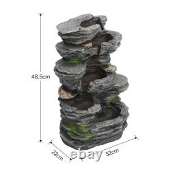 Statue en résine de fontaine cascade éclairée LED pour jardin, intérieur et extérieur