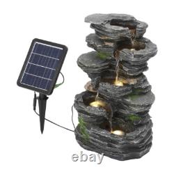 Statue en résine de fontaine cascade éclairée LED pour jardin, intérieur et extérieur
