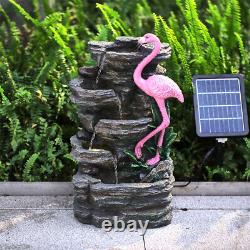 Statues en résine alimentées par l'énergie solaire, fontaine extérieure avec éclairage LED