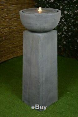 Trafalgar Tall Garden Water Feature Fontaine Light Stone Led Autonome
