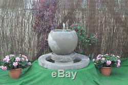 White Stone Water Garden Feature Fountain Globe Bowl Avec Surround Puisard